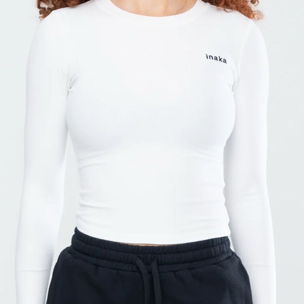 Inaka Basic Ribbed LS White Small  NWT IN PACKAGE